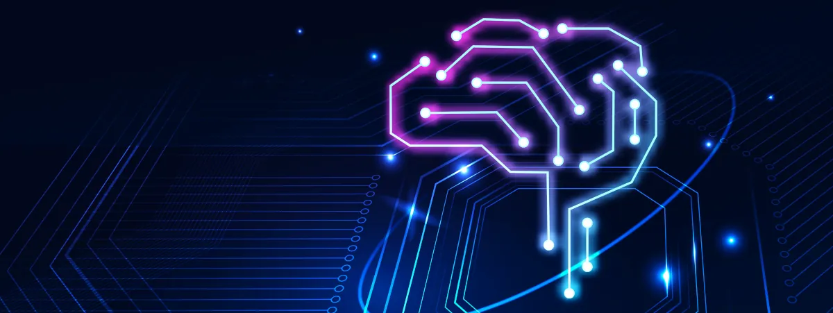Illustration of brain as a circuit diagram to represent artificial intelligence